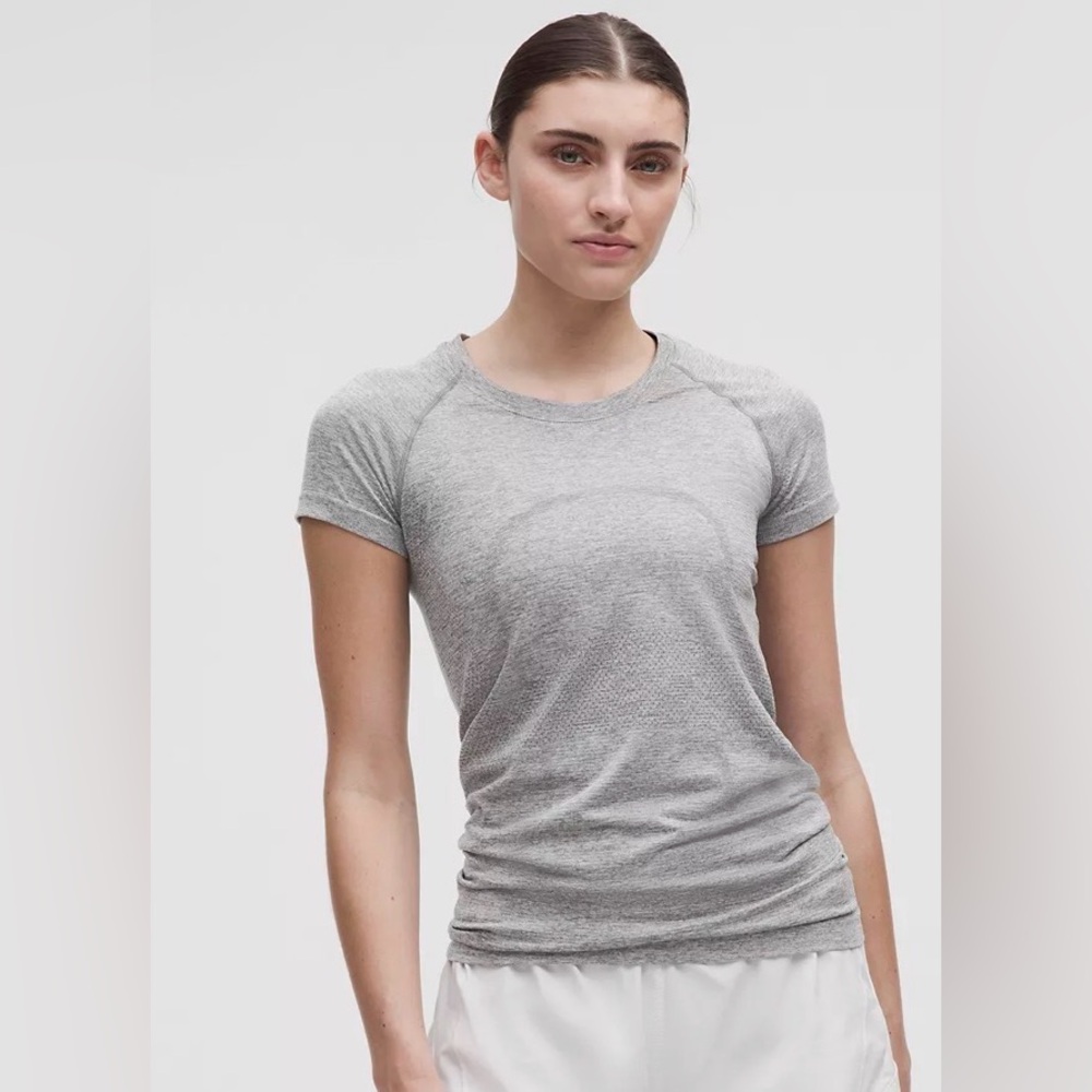 Lululemon swiftly short sleeve grey shirt hip length size 6
